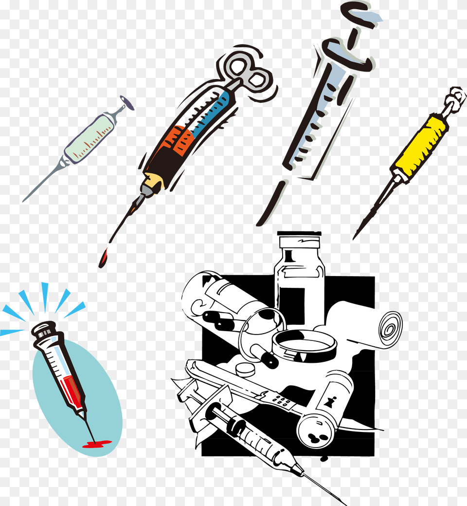 Syringe Clipart Material Drug Needle, Injection, Machine, Wheel Free Png Download