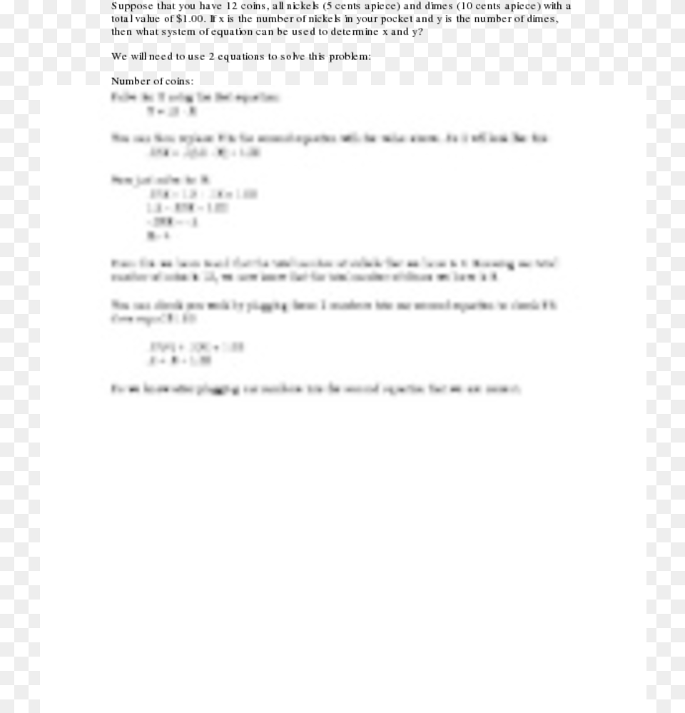 Systems Of Equations Word Problems Transparent Background Document, Page, Text, Letter Png