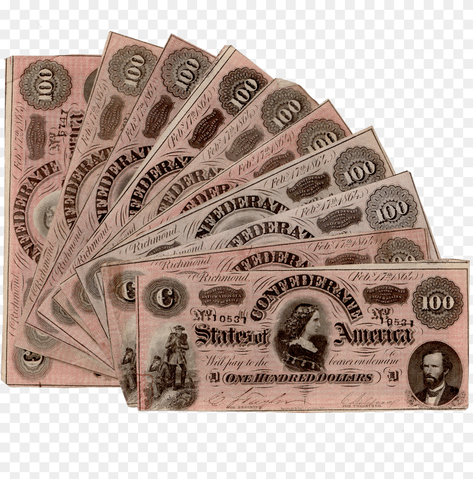 T 65 1864 Quotlucy Pickens Confederate States Of America 50 Dollars, Money, Adult, Person, Man Free Png Download