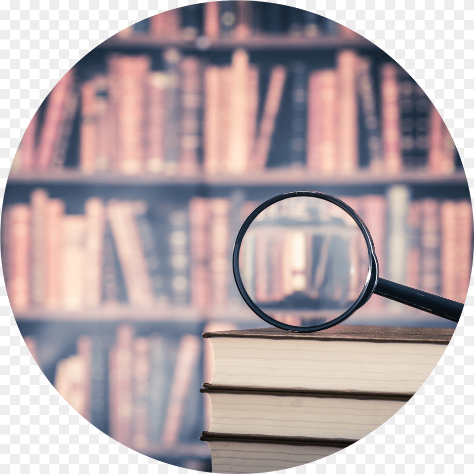 T Magnifying Glass Over Books Book, Publication, Photography, Sphere, Library Free Png