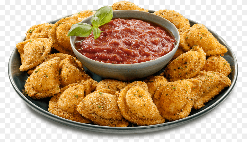 T S Fried Pierogies With Marinara Marinara Sauce, Fried Chicken, Food, Table, Furniture Free Png Download