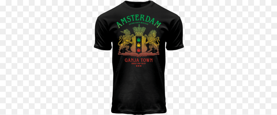 T Shirt Amsterdam Ganja Town Black Light Effect Active Shirt, Clothing, T-shirt Png