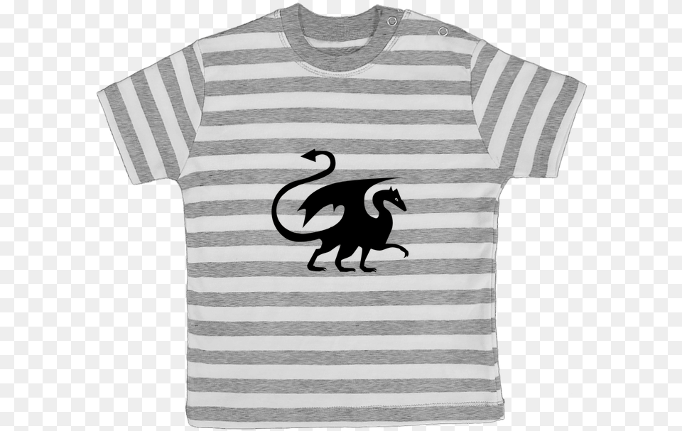 T Shirt Bb Rayures Dragon Silhouette Par Rackoon T Shirt, Clothing, T-shirt Free Transparent Png