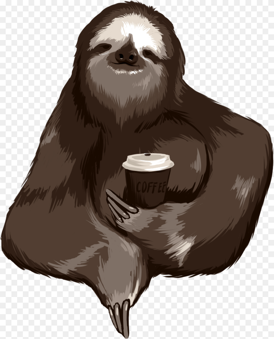 T Shirt Coffee Iphone 5s Sloth Telephone Sloth And Coffee Art, Mammal, Animal, Wildlife, Person Free Png Download