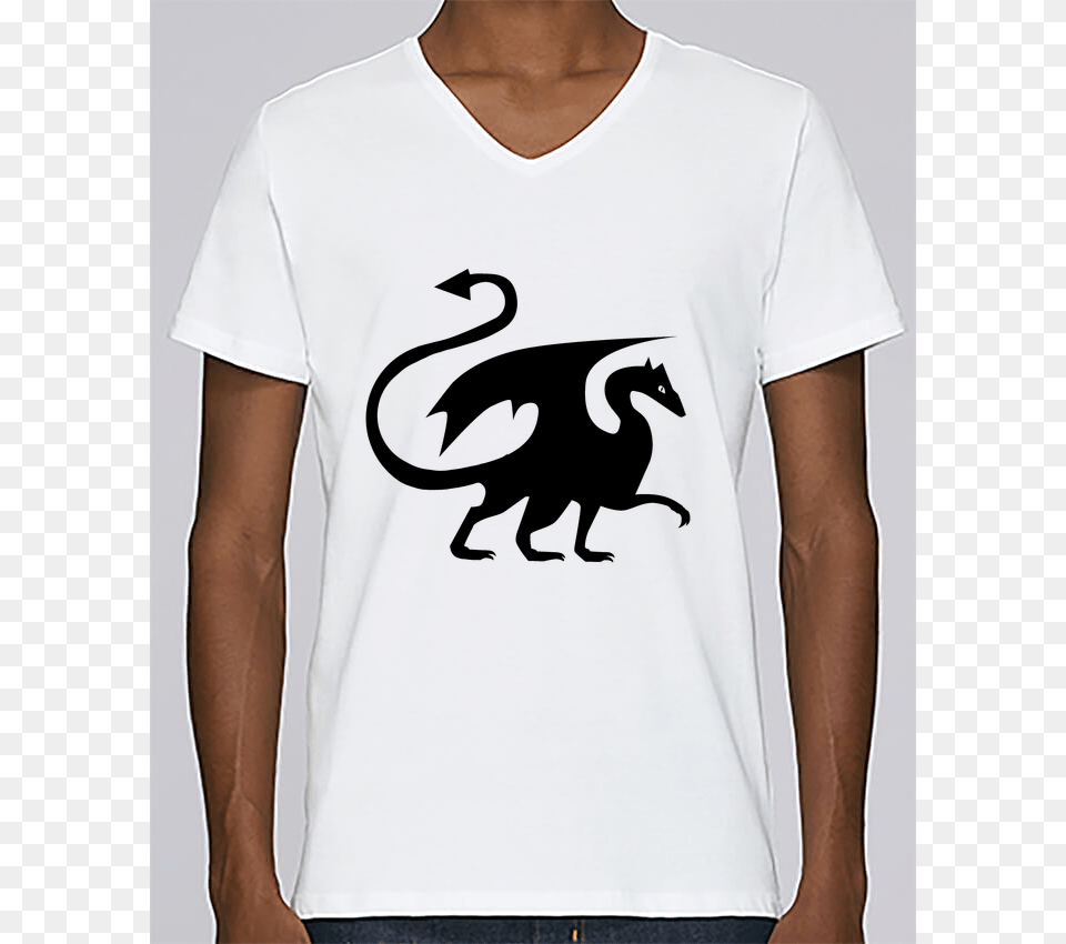 T Shirt Col V Homme Stanley Relaxes Dragon Silhouette T Shirt, Clothing, T-shirt Png