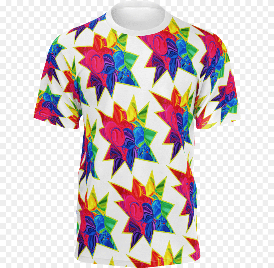 T Shirt Colorful Design, T-shirt, Clothing, Beachwear, Person Free Png Download