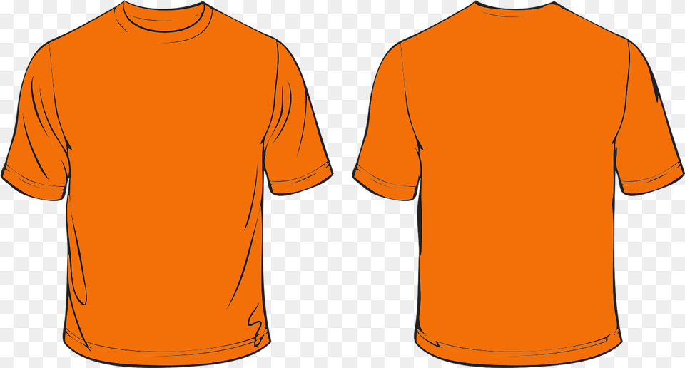 T Shirt Orange Clipart Tshirt Orange Round Neck T Orange Shirt Front And Back, Clothing, T-shirt Free Transparent Png