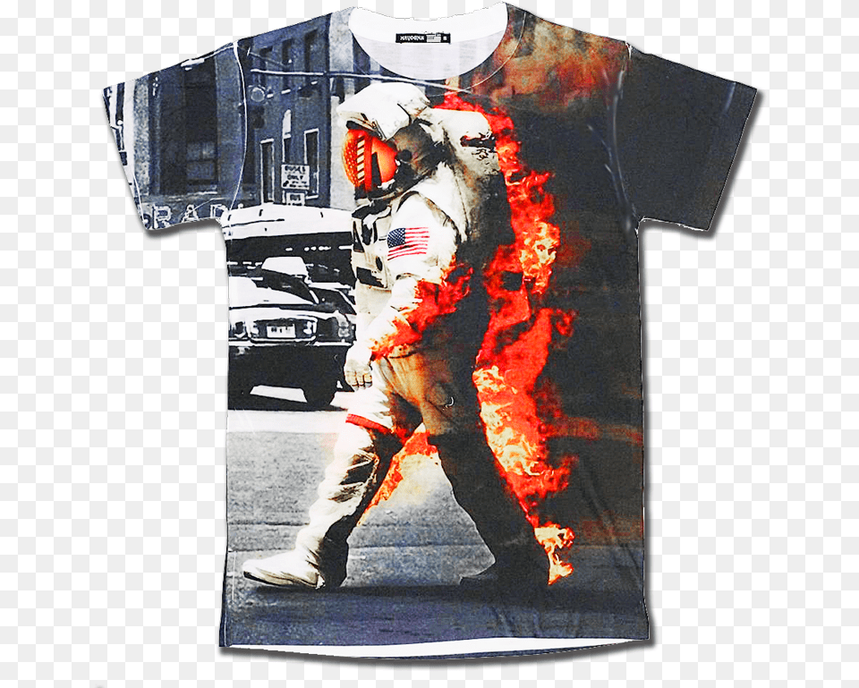 T Shirt Printing Astronaut On Fire, Clothing, T-shirt, Adult, Male Free Png