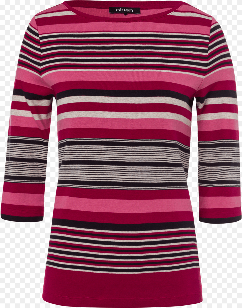 T Shirt Varied Stripe Pattern Frank Walder Longsleeve Rose Ronde Hals, Clothing, Long Sleeve, Sleeve, T-shirt Free Transparent Png