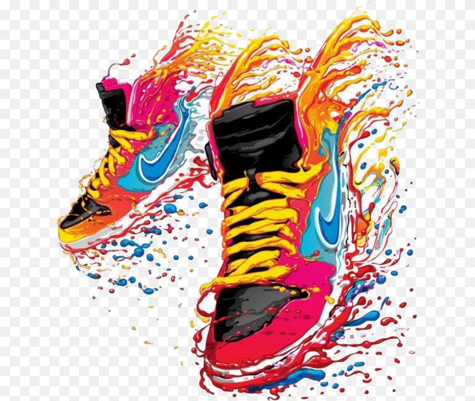 T Shirt Watercolor Sneakers Shoes Nike Download Design Vector T Shirt, Clothing, Footwear, Shoe, Sneaker Free Png