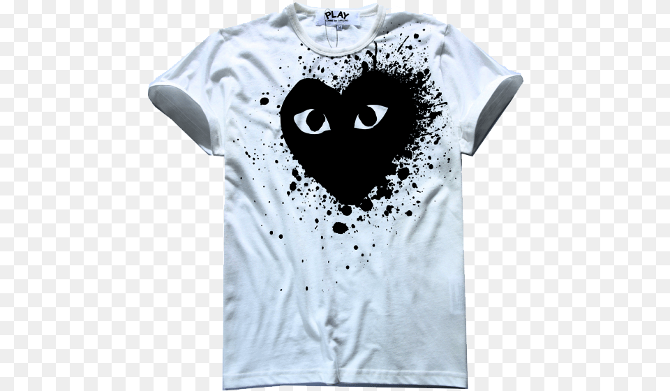T Shirt With A Heart Free Download Play Comme Des Garcons, Clothing, T-shirt, Person, Stain Png Image