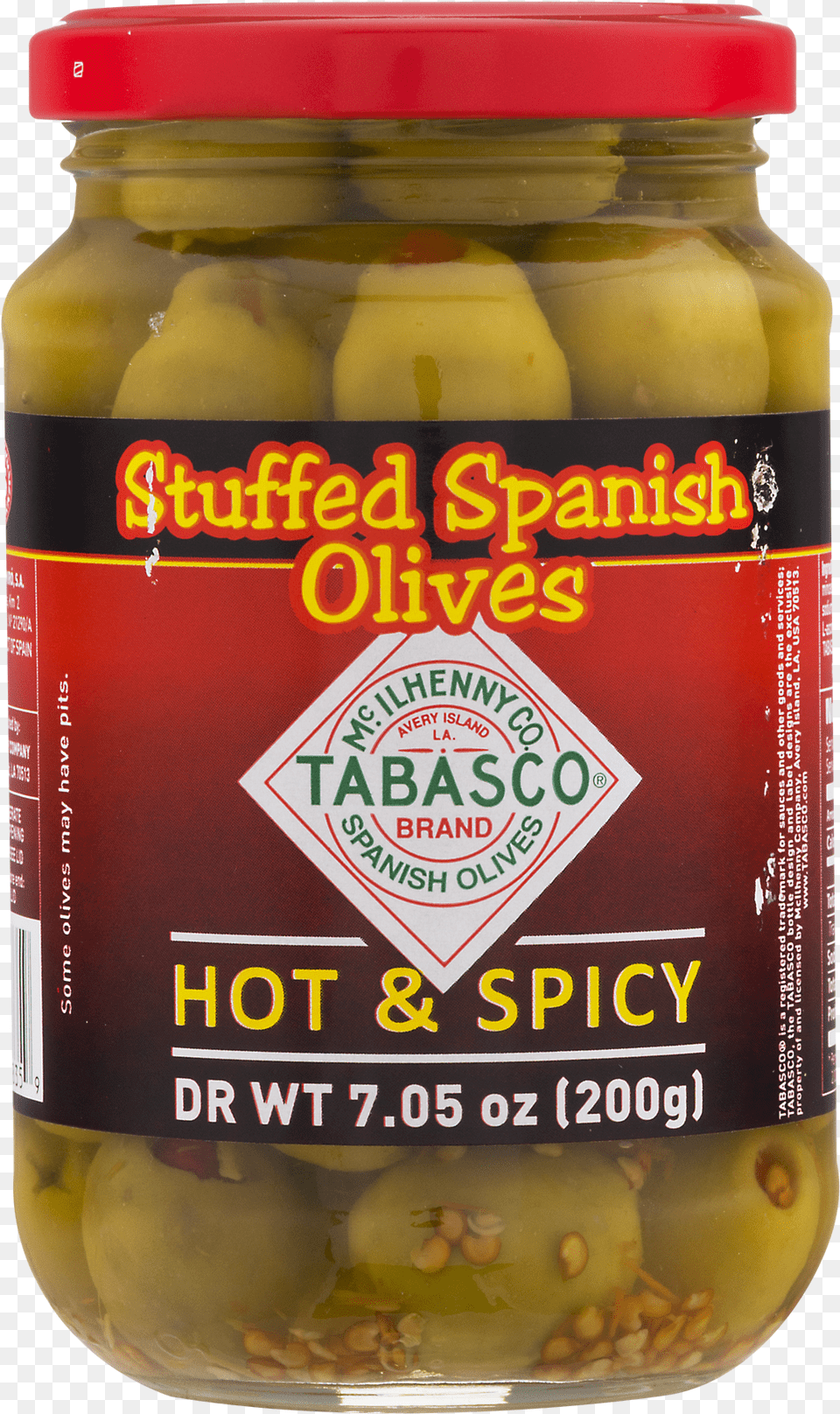 Tabasco Brand Hot Amp Spicy Stuffed Spanish Olives, Relish, Pickle, Food, Alcohol Png