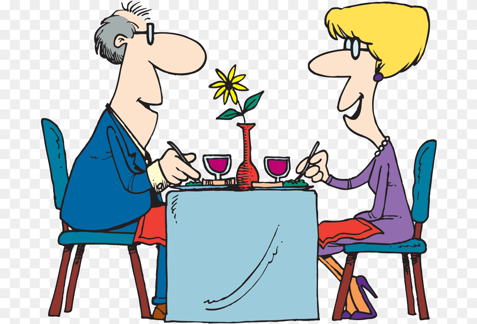 Table Cartoons On A Date, Adult, Female, Person, Woman Free Png Download