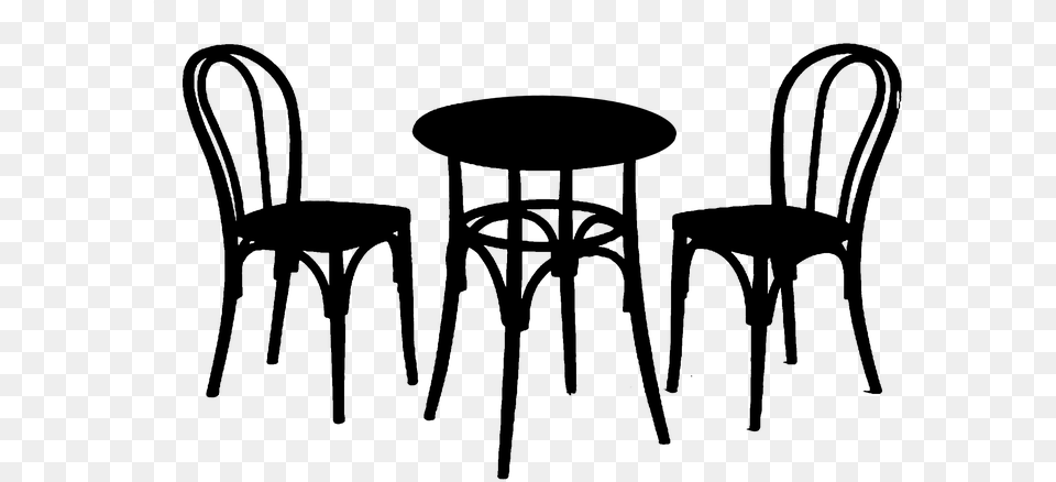 Table Chair Cafe Table And Chair Silhouette, Gray Free Transparent Png