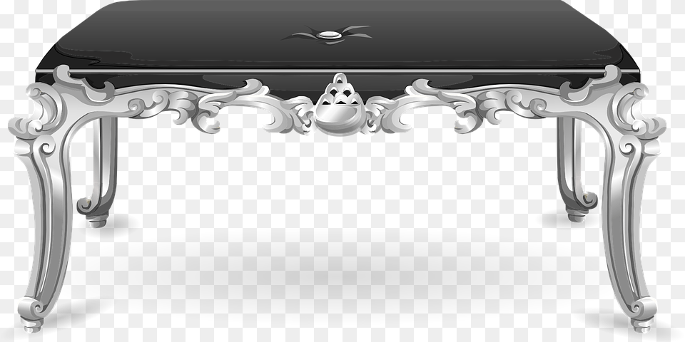 Table Desk Furniture Black Ornate Decorative Table Vector, Coffee Table Free Transparent Png