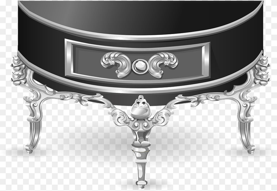 Table Half Moon Console Furniture Black Ornate Table, Coffee Table Free Png