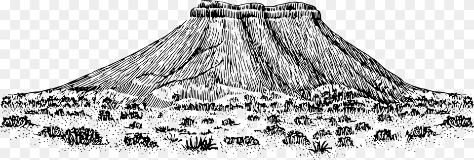Table Mountain Black And White Drawing Plateau Cc0 Plateau Drawing, Gray Free Transparent Png