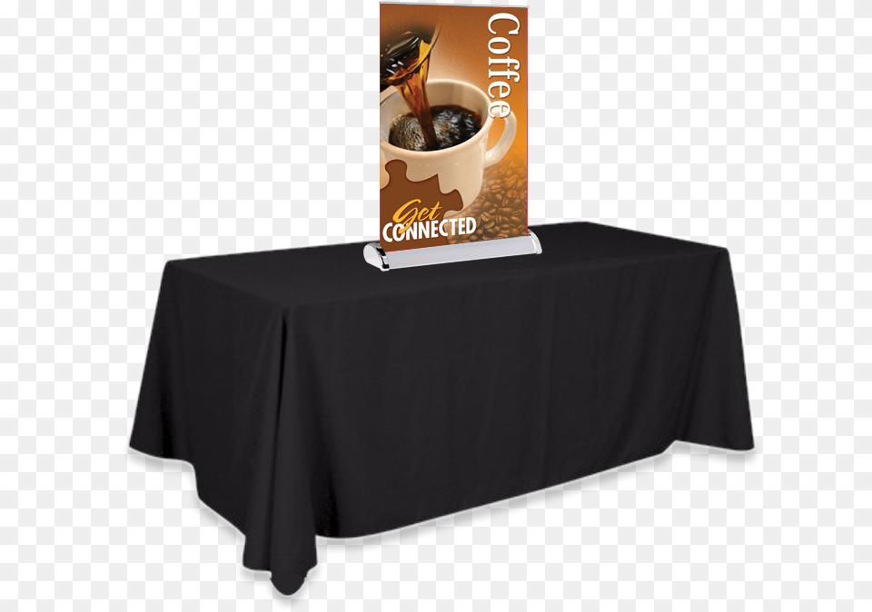 Table Top Mini Banner Stand With Graphics Features End Table, Tablecloth, Furniture, Beverage, Coffee Free Transparent Png
