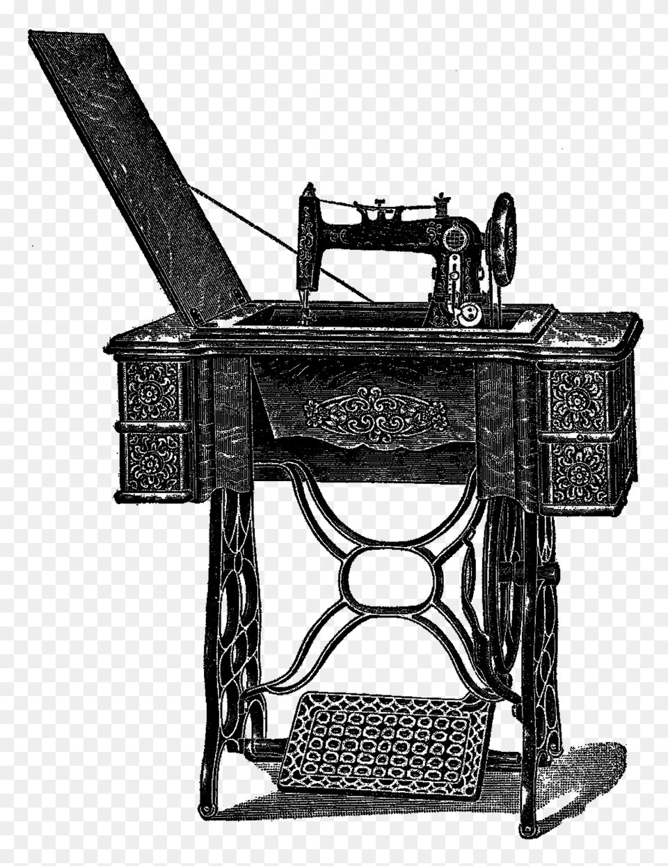 Table Vintage Sewing Machine, Furniture Free Transparent Png