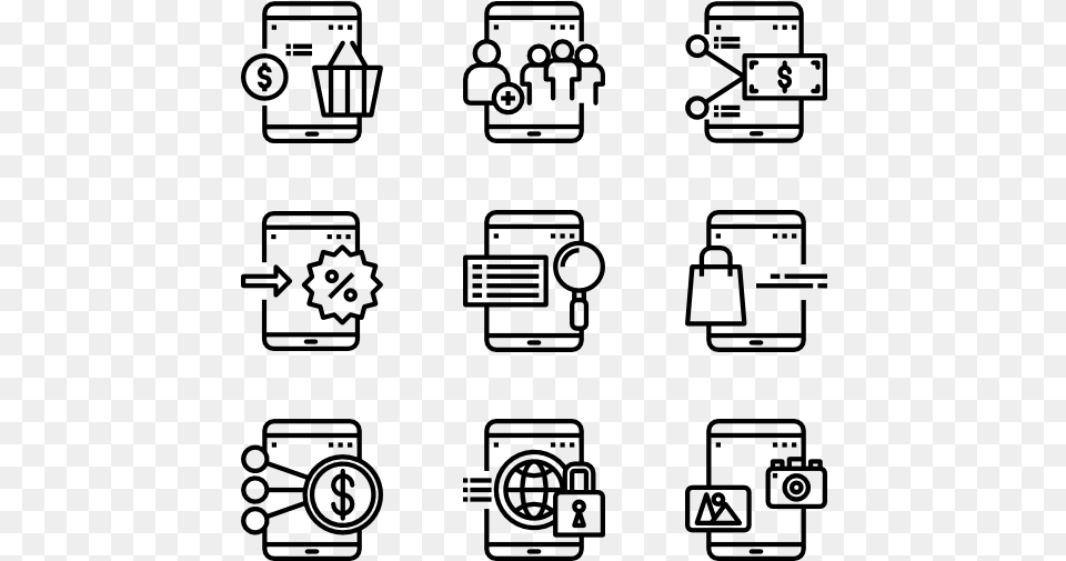 Tablet Application Printing Icons, Gray Free Png Download