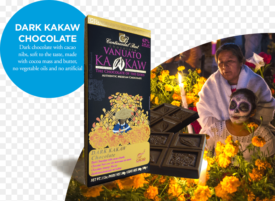 Tableta Dark Kakaw Chocolate Celebracin Da De Muertos Chocolate, Advertisement, Poster, Adult, Person Free Transparent Png