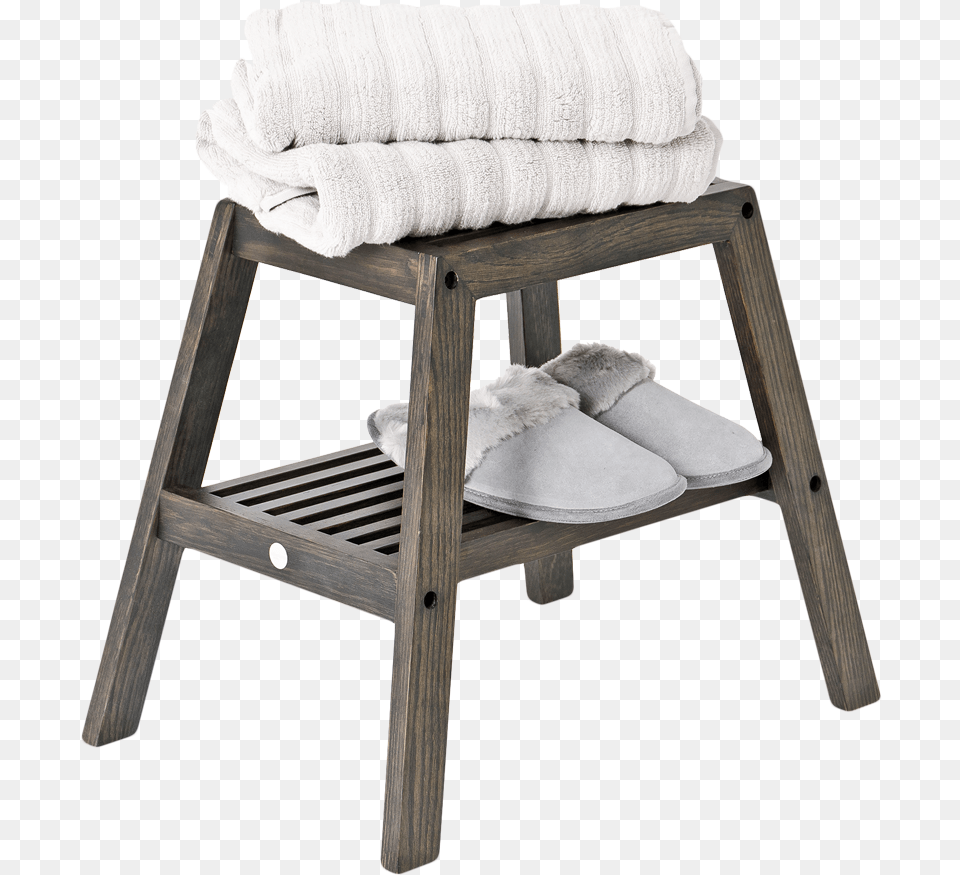 Taburete De De Listones Roble Oscuro Chair, Furniture, Clothing, Footwear, Shoe Free Png Download