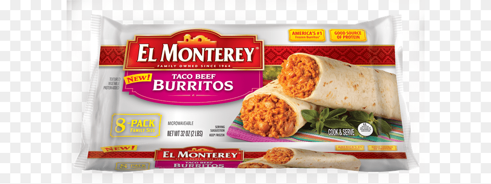 Taco Beef Burritos El Monterey Taco Burrito, Food, Sandwich Wrap, Ketchup Png