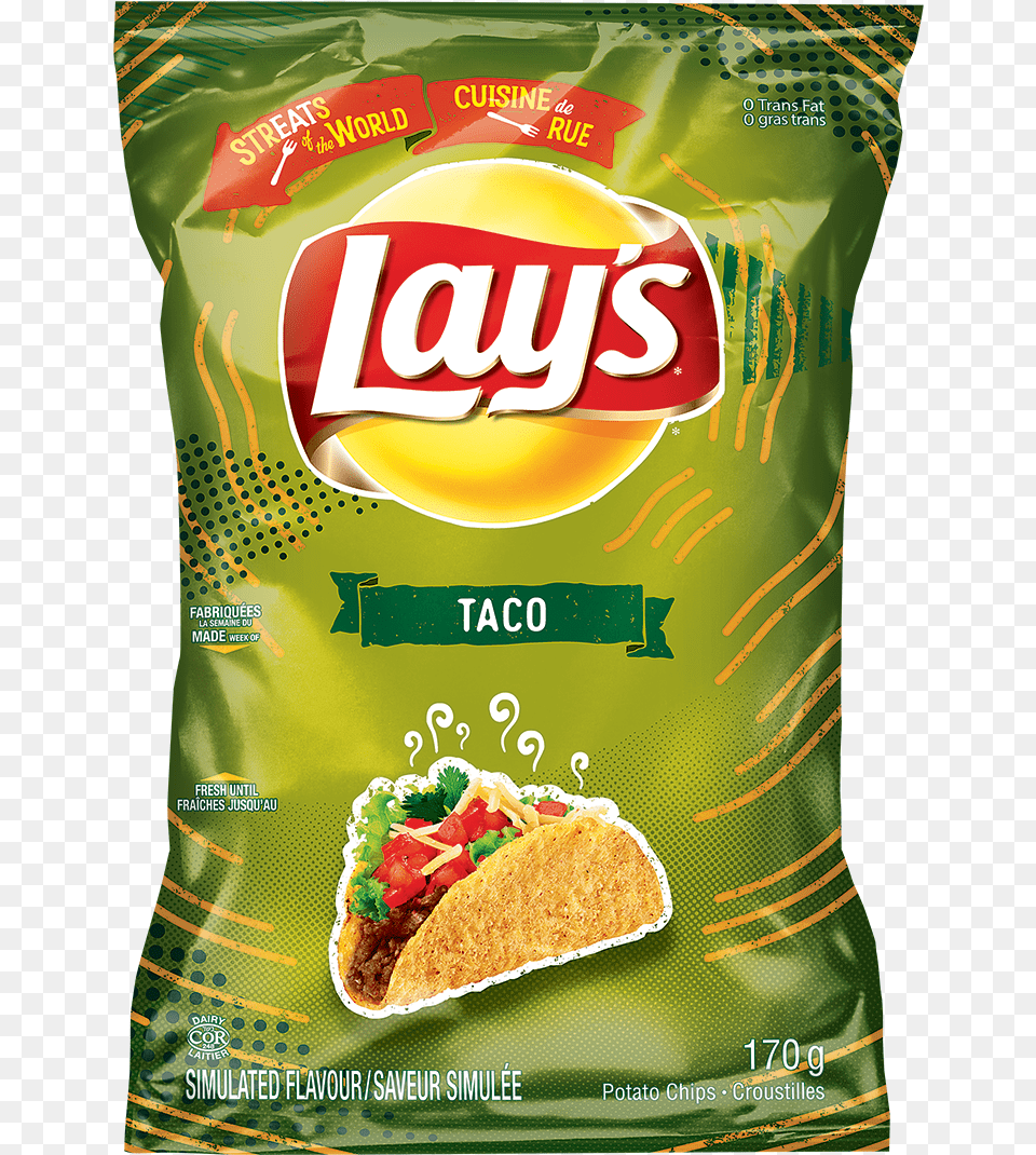 Taco Flavour Potato Chips Lays Salt And Vinegar Canada, Food, Bread Free Png Download