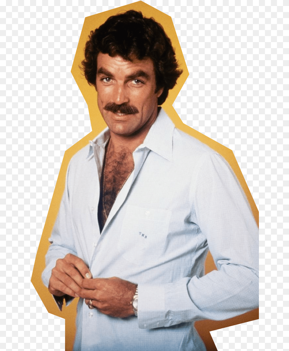 Taco Meat Chest Hair Burt Reynolds Vs Tom Selleck, Adult, Shirt, Portrait, Photography Free Png
