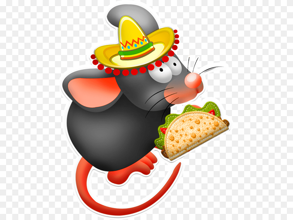 Taco Mouse Taco Mouse Sombrero Mexican Mice Mouse In Sombrero Cartoon, Clothing, Hat, Nature, Outdoors Free Png Download