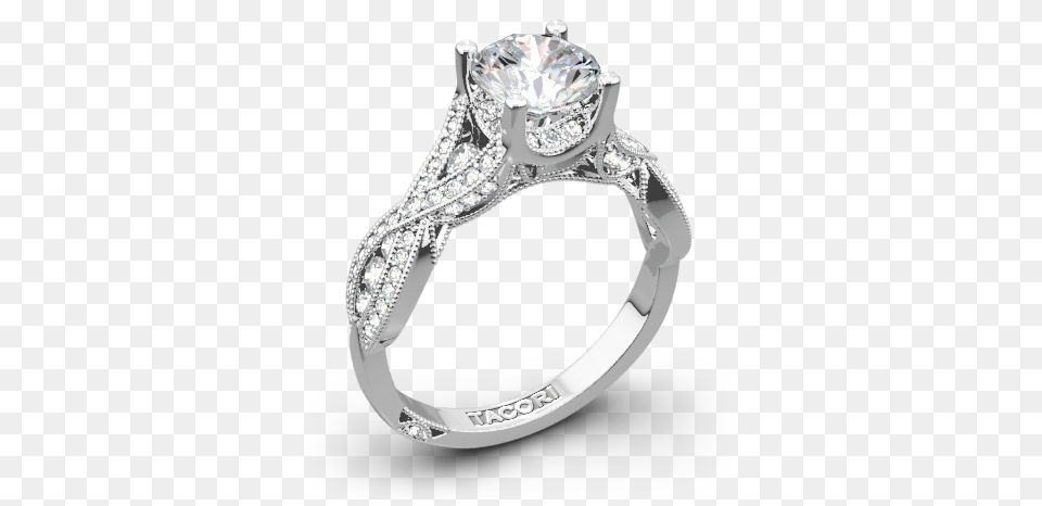 Tacori 2647rd Ribbon Diamond Engagement Ring Lovely 138 Ct G H White Moissanite Engagement, Accessories, Gemstone, Jewelry, Silver Png Image