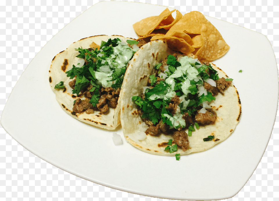 Tacos De Adobada, Plate, Food, Taco, Cilantro Png Image