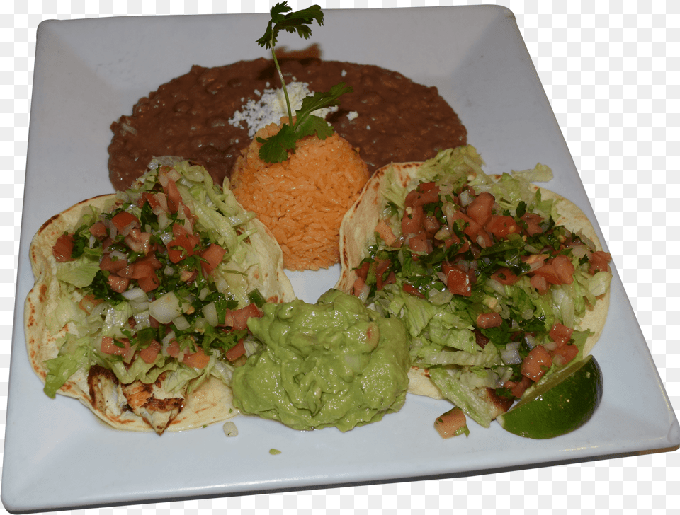 Tacos De Tilapia Guacamole, Plate, Food, Food Presentation, Meal Free Png