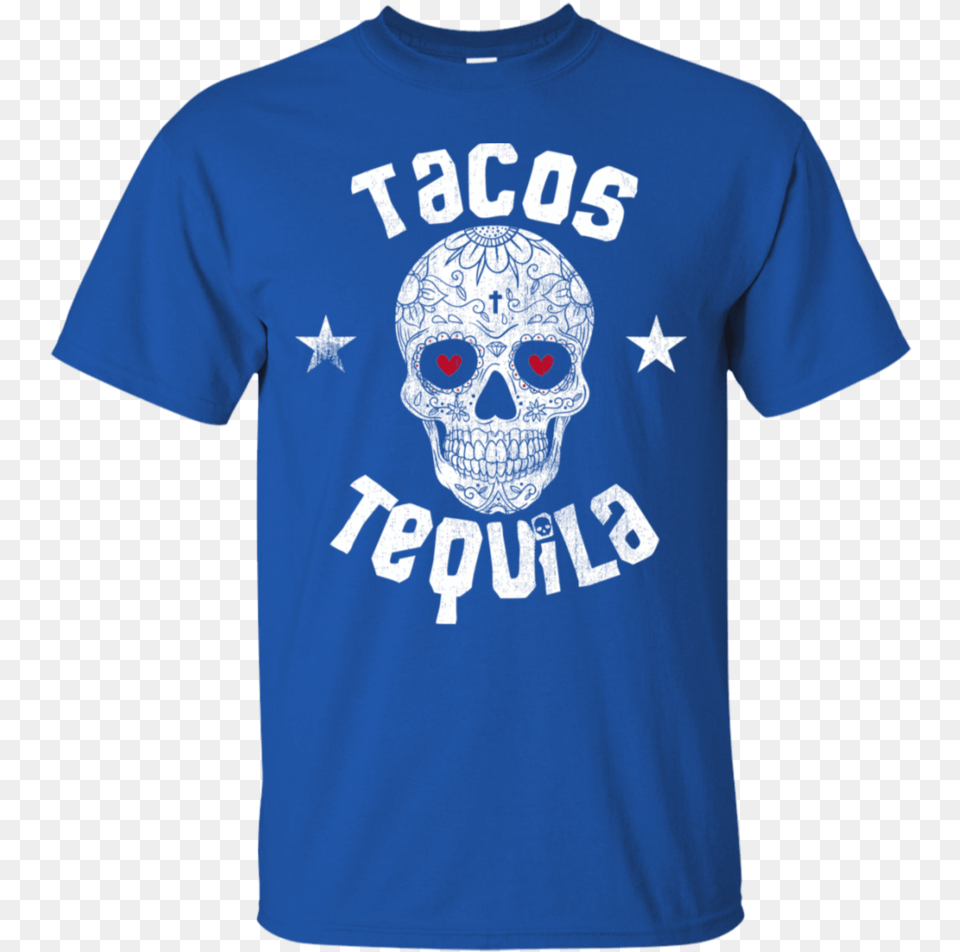 Tacos Tequila Day Of The Dead Sugar Skull Halloween Skull, Clothing, Shirt, T-shirt, Person Free Png Download