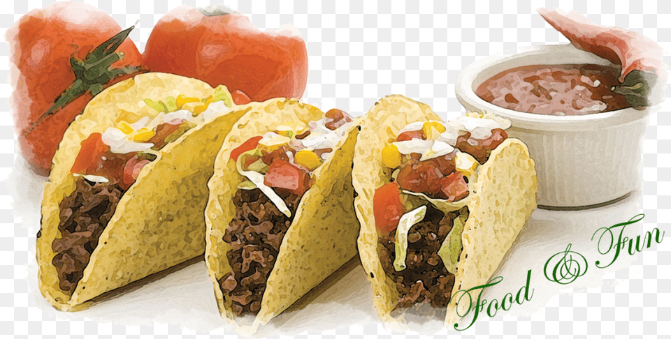 Tacoswatercolorsizedpng Mexican Food, Taco Free Png Download