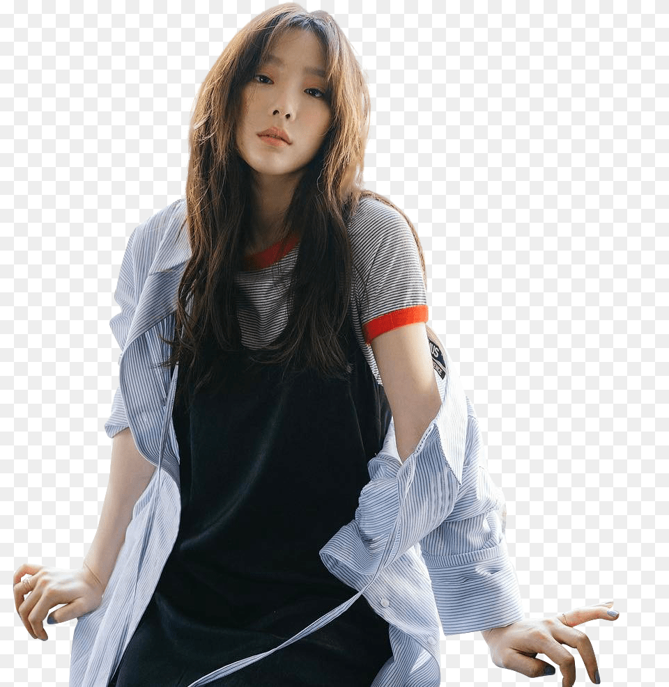 Taeyeon White And Black, Blouse, Clothing, Face, Sleeve Free Png