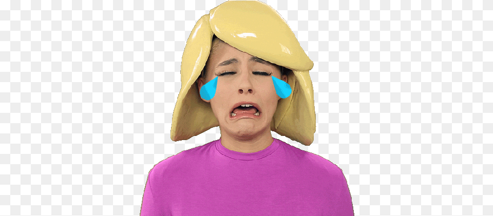 Tag For Sad Crying Emoji Animated Goodbye World Real Life Emoji Gif, Adult, Clothing, Female, Hat Free Transparent Png