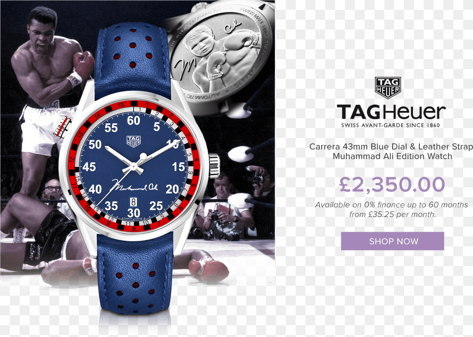 Tag Heuer Muhammad Ali Blue, Wristwatch, Person, Arm, Body Part Free Png Download