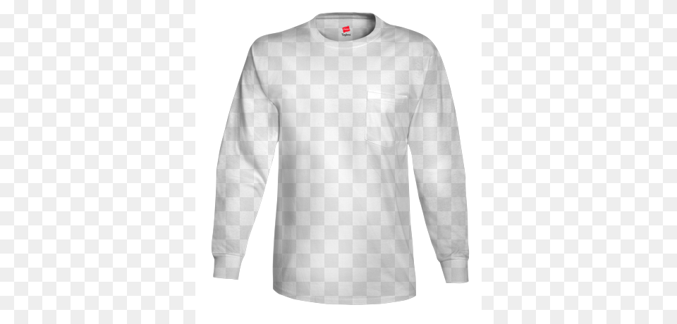 Tagless Long Sleeve T Shirt With Pocket White T Shirt With Front Pocket, Clothing, Long Sleeve, Knitwear, Sweater Free Png Download