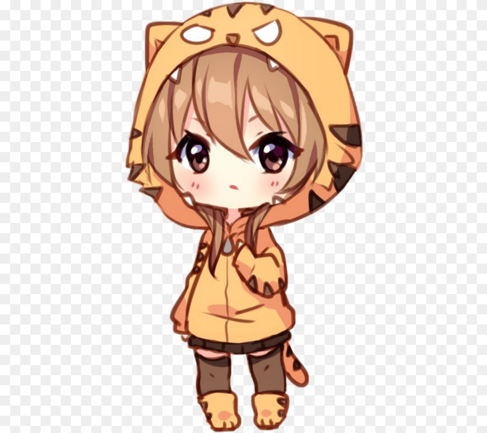 Taiga Cute Anime Girl Chibi, Clothing, Coat, Baby, Book Free Png