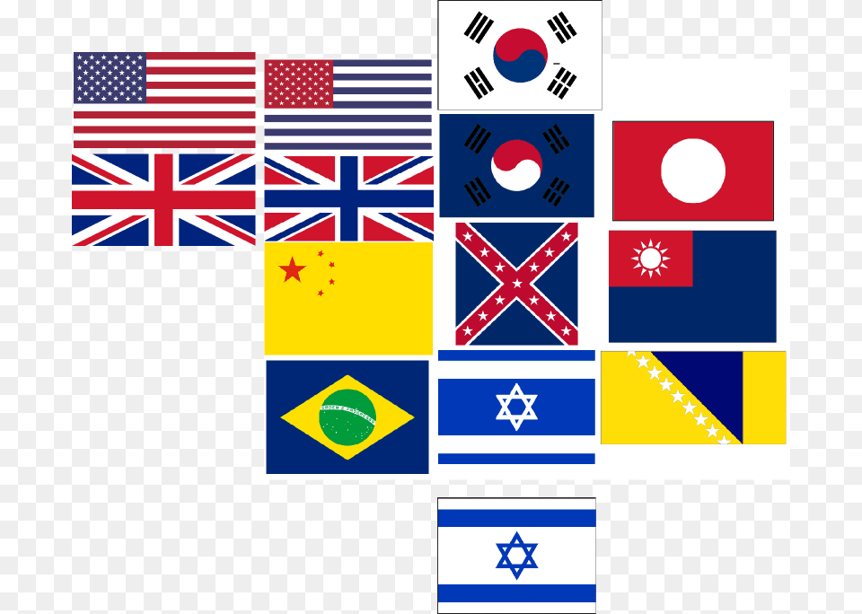 Taiwan Bosnia And Herzegovina Us Brazil Israel Major Flags Of The World, Flag Free Png Download
