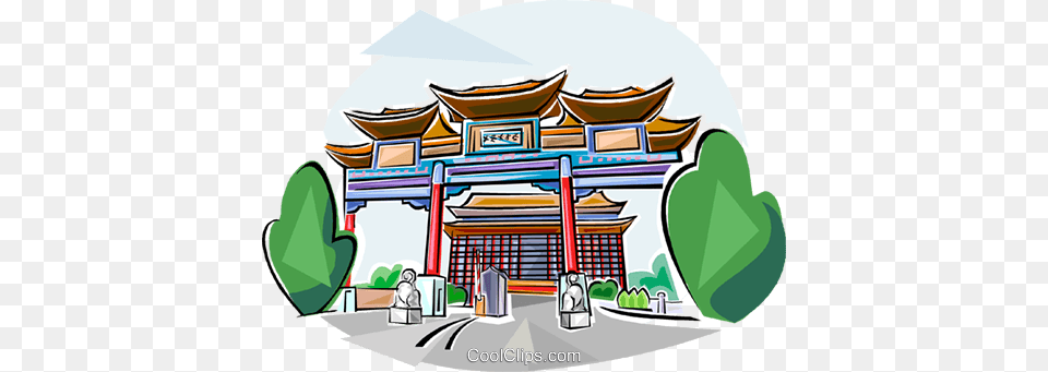 Taiwan Landmarks Royalty Free Vector Clip Art Illustration, Bulldozer, Machine, Gate, Torii Png