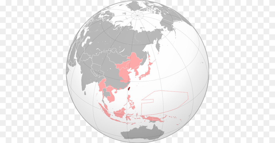 Taiwan Within The Empire Of Japan Light Red At Its Map, Astronomy, Outer Space, Planet, Sphere Free Transparent Png