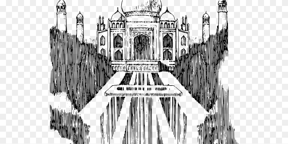 Taj Mahal Clipart Simple Tajmahal India Clipart Black And White, Gray Free Png Download