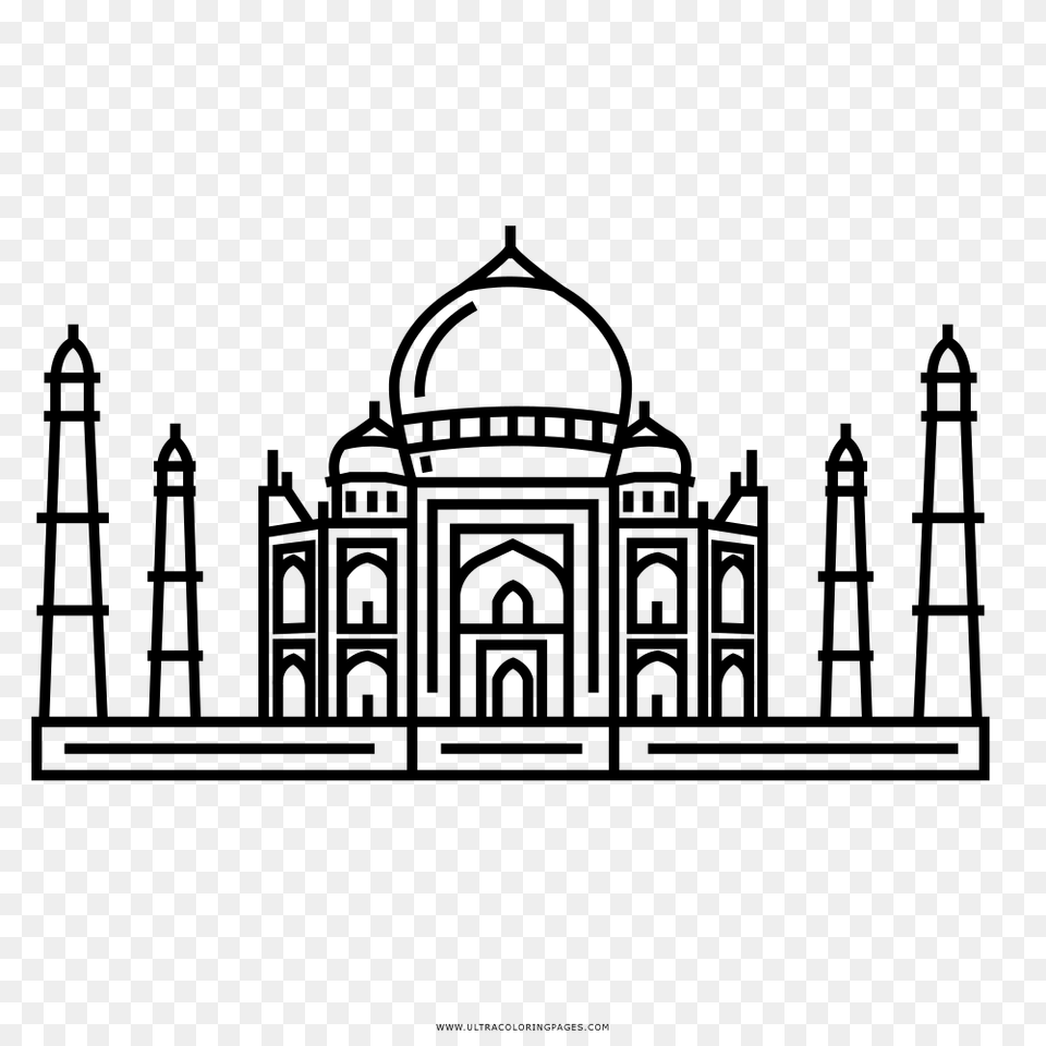 Taj Mahal Coloring, Gray Free Png Download