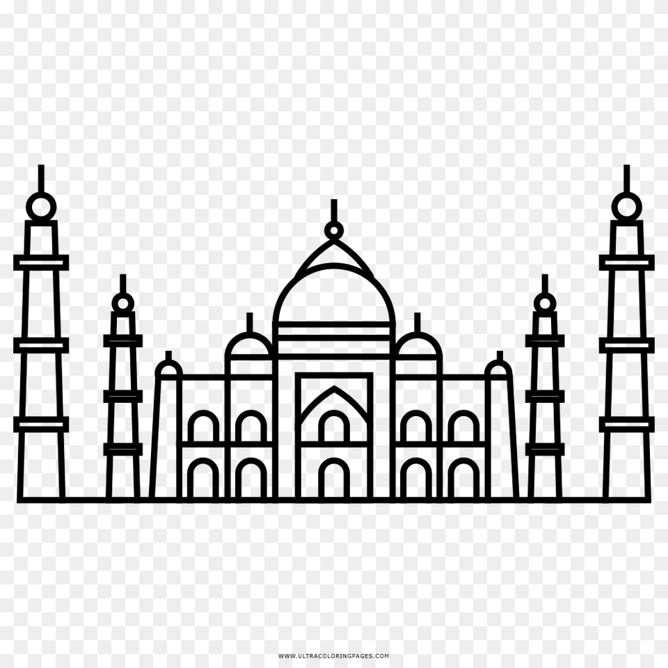Taj Mahal Coloring, Gray Free Png Download