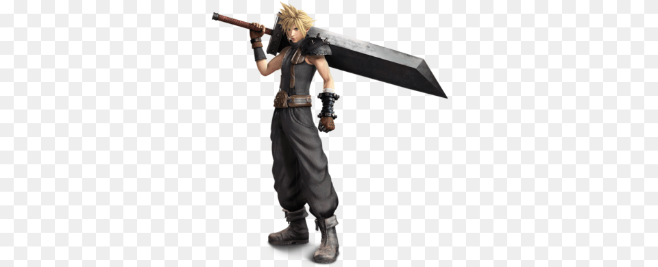 Takahiro Sakurai Steve Burton English Final Fantasy Ff7 Cloud Strife, Sword, Weapon, Person, Clothing Free Png Download