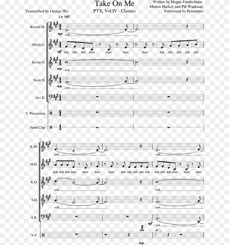 Take On Me Sheet Music Composed By Written By Magne New Rules X Are You That Somebody, Gray Free Png Download