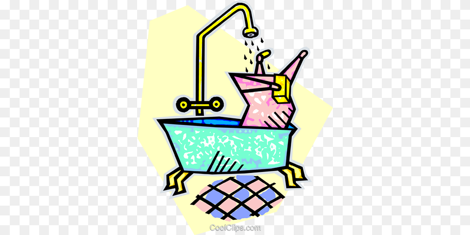 Taking A Bath Royalty Vector Clip Art Illustration, Washing, Person, Sink Faucet, Sink Free Png