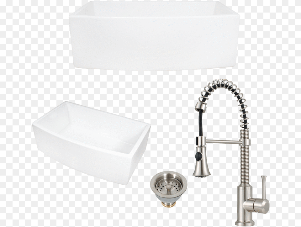 Talbott Fireclay Curved Apron Water Tap, Sink, Sink Faucet Png Image